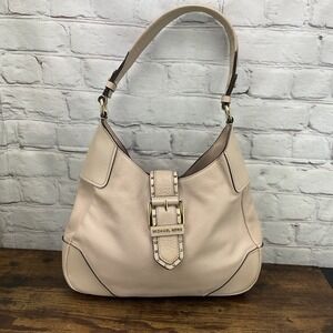 Michael Kors Lillian Soft Pink Leather Gold Medium Shoulder Satchel Bag Purse